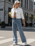 Dámske široké džínsy UY2871 modré - FashionStreet XL-42