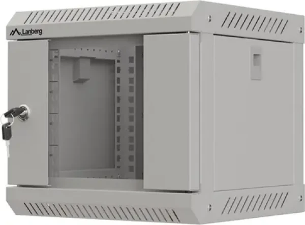 Lanberg WF11-3304-10S sivá / Nástenná skriňa / 10" / 4U / 300x300 mm / sklenené dvere / ploché balenie (WF11-3304-10S)