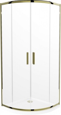 MEXEN/S - Rio sprchovací kút štvrťkruh 80x80, transparent, zlatá + biela vanička so sifónom 863-080-080-50-00-4110G