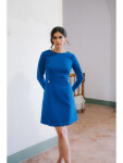 S419 Šaty s ozdobnými gombíkmi v páse - kráľovská modrá EU M