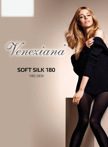 Veneziana Dámske jemné hodvábne pančuchy 180 den 5-XL nero/černá 5-XL