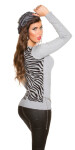 Trendy Zebra Basque cap with pompom grey Einheitsgroesse