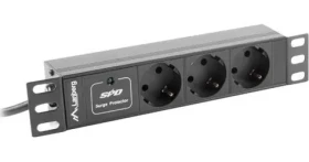 Lanberg PDU lišta 10" čierna / Zásuvková lišta do racku / 1U / 3x Schuko / C14 / 10A / 2m (PDU-03F-0200-IEC-BK)
