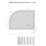 POLYSAN - RENA L sprchová vanička z liateho mramoru, štvrťkruh 100x80cm, R550, ľavá, bie 75511