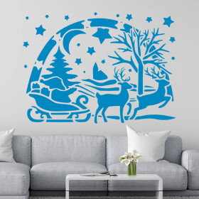 Veselá Stena Samolepka Santa Claus Farba: modrá, Veľkosť: 60 x 43 cm