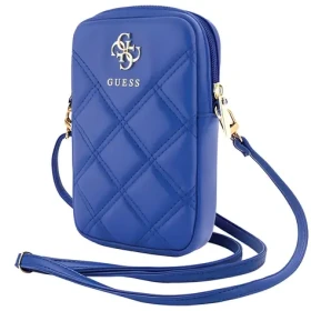 Guess PU Quilted 4G Metal Logo modrá / Taška na telefón / So zipsom (GUWBZPSQSSGB)
