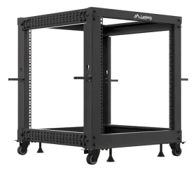 Lanberg Open Rack 12U čierna / Stojanový rack / 19" / 600×600 mm / nastaviteľná hĺbka 576-1034 mm / nosnosť 600 kg (OR01-6112-B)