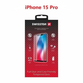 Swissten FULL GLUE COLOR FRAME CASE FRIENDLY sklo pre Apple iPhone 15 Pro čierna (54501841)