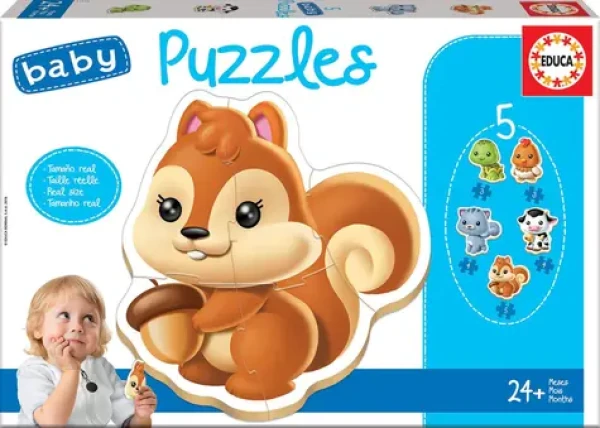 Educa Baby puzzle Zvieratká 5v1 (3-5 dielikov)