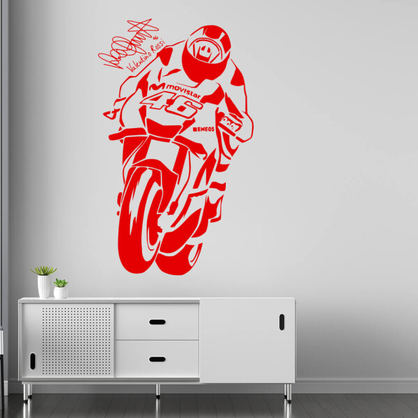 Veselá Stena Samolepka Valentino Rossi Farba: červená, Veľkosť: 60 x 36 cm