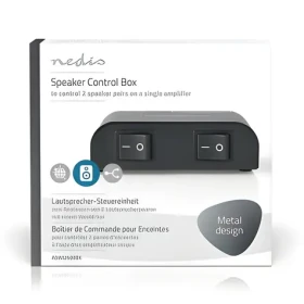 Nedis Prepínač reproduktorov čierna / 2 porty / Impedancia 4-16 Ohm / Max. 150 W/kanál / Hliník (ASWI2602BK)