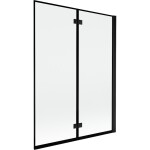 MEXEN - MIST vaňová zástena 130x150 cm 6mm 2-s, čierna, okraj, pravá 8A9-130-002-70-70-P