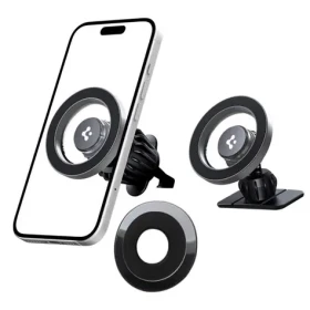 Spigen MFT13 strieborná / Držiak do auta / MagSafe / Palubná doska, mriežka ventilácie