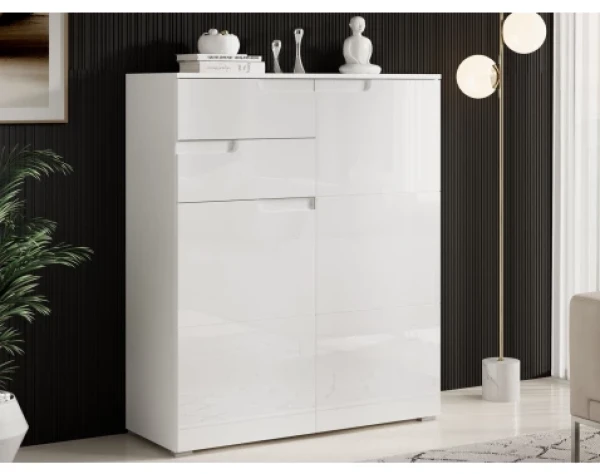 Vyššia skrinka Spice, lesklá biela%