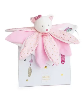 Doudou Darčeková sada - Plyšový muchláčik ružová mačka 26 cm