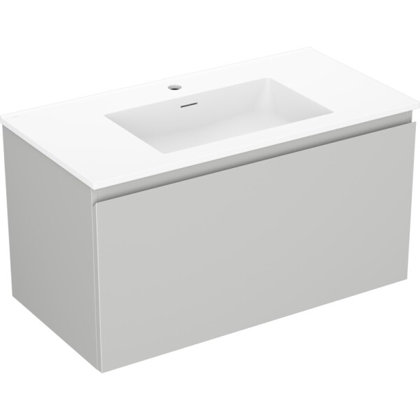 MEXEN/S - Orio kúpeľňová skrinka 90 cm s umývadlom Otis, 1 šuplík, šedá mat/biela mat 91A10-09047-1-BF62-W18M01
