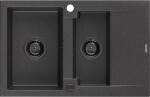 MEXEN/S - Gaspar granitový drez 1.5 s odkvapkávačom 737 x 475 mm, čierny kropenatý, čierny sifón 6507731505-76-B