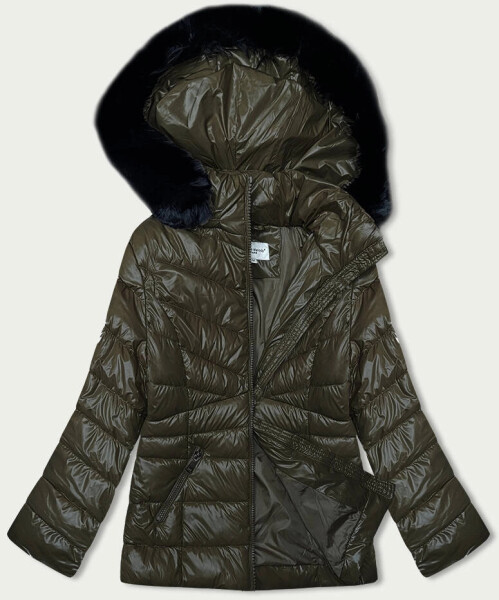 Dámska zimná prešívaná bunda v khaki farbe (V775) odstíny zelené XXL (44)