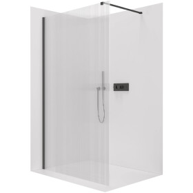 CERANO - Sprchová zástena Walk-in Onyx Cube Ľ/P - 8 mm - hranatá vzpera - čierna matná, ryhované sklo - 60x200 CER-8050BD576