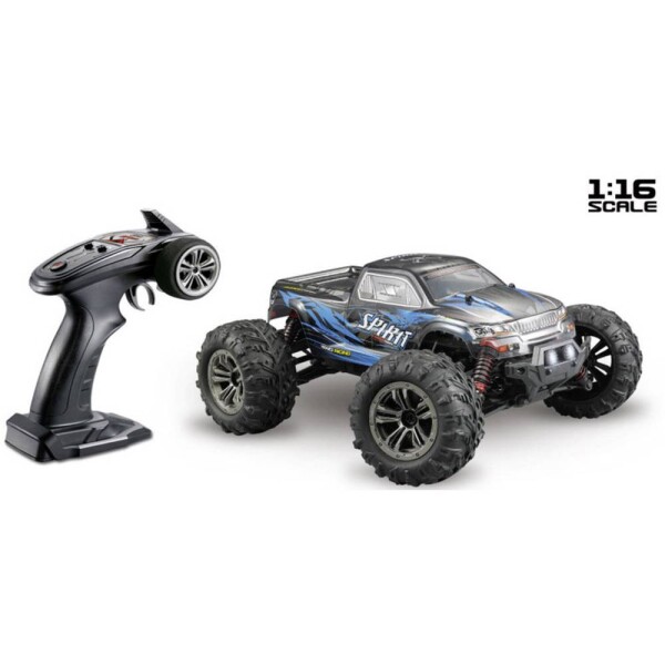 Absima Spirit čierna, modrá komutátorový 1:16 RC model auta elektrický monster truck 4WD (4x4) RtR 2,4 GHz vr. akumulátorov a kábla na nabíjanie; 16002