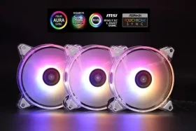 1stCool AURA EVO Crystal biela / Sada ventilátorov / 120mm / ARGB / 3ks / radič (KIT-AURA-EVO-CR)