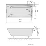 POLYSAN - LILY obdĺžniková vaňa 140x70x39cm, biela 72201