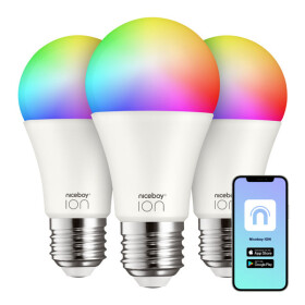 Niceboy ION SmartBulb RGB E27 9W 3ks / LED RGB / E27 / 9W / 806 lm / 2700-6500K / Wi-Fi (SC-E27-9W-triple-pack)