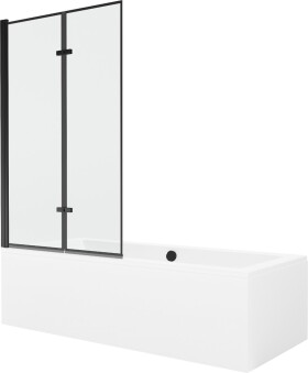 MEXEN/S - Cube obdĺžniková vaňa 170 x 80 cm s panelom + vaňová zástena 100, čierna vzor 550517080X9210027070