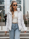 Dámska zimná bunda LOVEWARM krátka prešívaná s kapucňou biela FashionStreet TY5042 XL