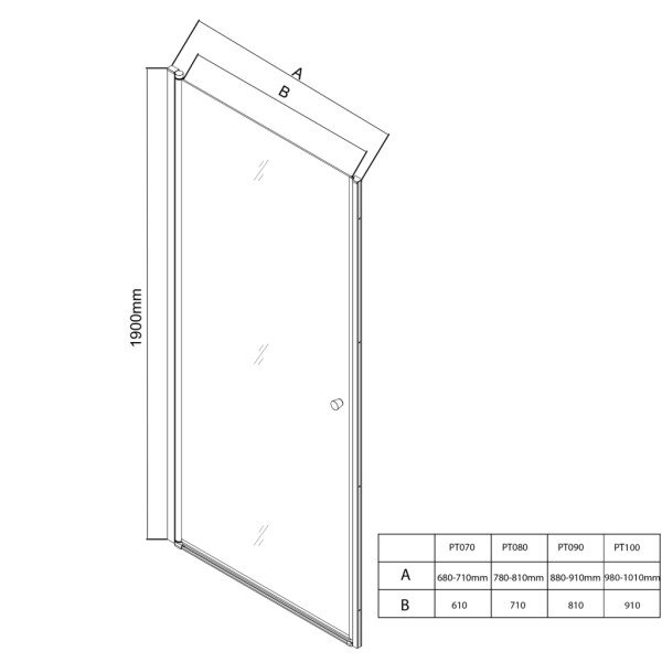 AQUALINE - PILOT otočné sprchové dvere 800 PT080W