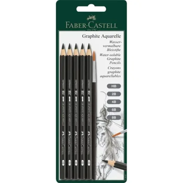 Faber-Castell Graphite Aquarelle Grafitová ceruzka - blister 5 ks a štetec (117897)