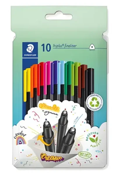 Staedtler Triplus 334 / Sada linerov / 10 ks / hrot 0,3 mm / mix farieb / recyklovaný plast (334 C10)