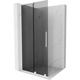 MEXEN/S - Velar L Sprchová zástena posuvná Walk-in 120 x 200, grafit 8 mm, biela 871-120-003-43-20