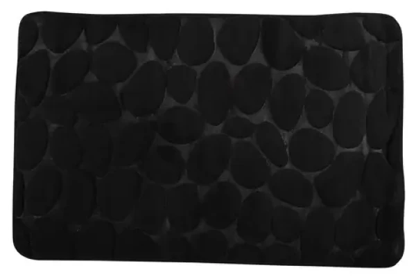 MSV Pebbles čierna / Kúpeľňová predložka / 50 x 80 cm / protišmyková / PU pena