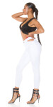 White Highwaist Jeans with cut-out White