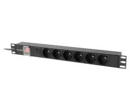 Lanberg PDU čierna / Zásuvková lišta do racku / 19" 1U / 6x zásuvka PL / IEC C14 / 10 A / 2 m (PDU-06E-0200-IEC-BK)