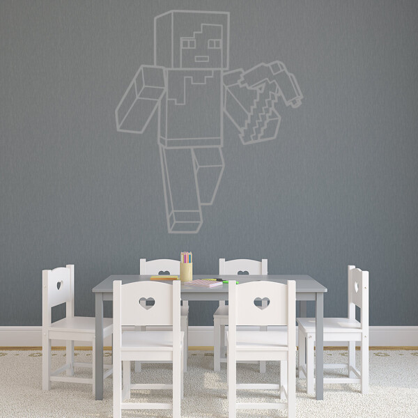Veselá Stena Samolepka Minecraft krompáč Farba: šedá, Veľkosť: 60 x 50 cm