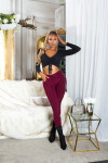 Sexy Highwaist Treggings with Glitter BORDEAUX S/M