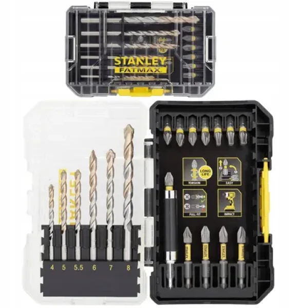 Stanley STA88552-XJ Sada rázových bitov a vrtákov do muriva / Sada bitov / 1/4" / 19 ks (STA88552-XJ)