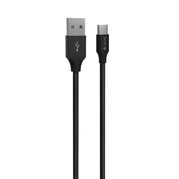 Devia Gracious Woven Cable čierna / Kábel USB-A - USB-C / 2 m (6938595351150)
