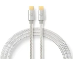 Nedis USB-C - USB-C / Kábel / USB 3.2 Gen 1 / 60 W / 4K 60Hz / 5 Gbps / 2 m / Opletený (CCTB64700AL20)