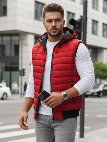 Pánska červená vesta FashionStreet TX4265 XL