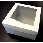 Cukrárenská krabička biela štvorcová s priehľadom 10 ks (31,7 x 31,7 x 19,5 cm) - dortis - dortis