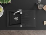 MEXEN/S MEXEN/S - Cesar granitový drez s odkvapkávačom vrátane batérie Aster, čierna 6514-77-73450-07