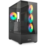 Sharkoon AK6 RGB čierna / ATX / 2x USB 3.2 / 1x USB-C / 4X 120mm / bez zdroja / priehľadná bočnica (4044951041695)