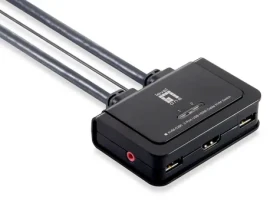 LevelOne KVM switch 2 porty černá / KVM switch / USB / HDMI / 1920x1200 / kabel 1,2 m (KVM-0290)