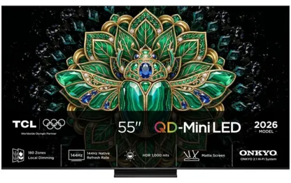 55" TCL 55MQLED75L čierna / Televízia / 4K UHD / QD-Mini LED / 144Hz / 4X HDMI 2.1 / Google TV / 40W Onkyo (55MQLED75L)