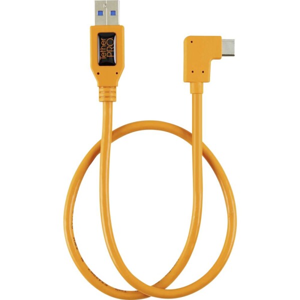 Tether Tools USB kábel USB-A zástrčka, USB-C ® zástrčka 0.50 m oranžová 90 ° Zatočený doprava TET-CUCRT02-ORG; TET-CUCRT02-ORG