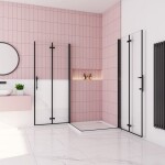 H K - Sprchovací kút MELODY BLACK R176, 100x76 cm so zalamovacími dverami SE-MELODYBLACKR176