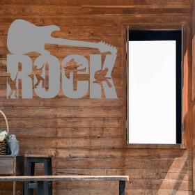 Veselá Stena Samolepka Nápis ROCK Farba: šedá, Veľkosť: 40 x 28 cm